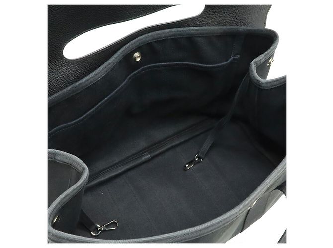 Hermès Bolsa Tote de lona e couro Hermes Valparaiso MM Preto - vista 7