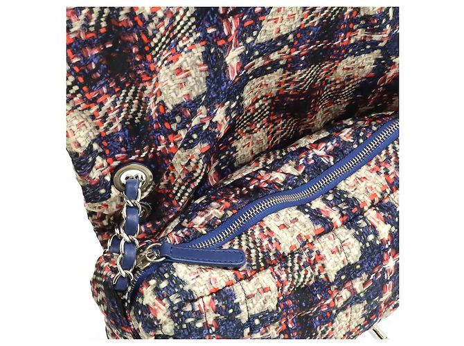 Borsa a tracolla Chanel in nylon con stampa tweed Blu - vista 6