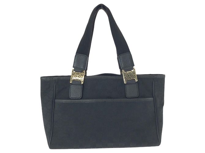Gucci GG Canvas Leder Tote Bag Schwarz - Ansicht 2