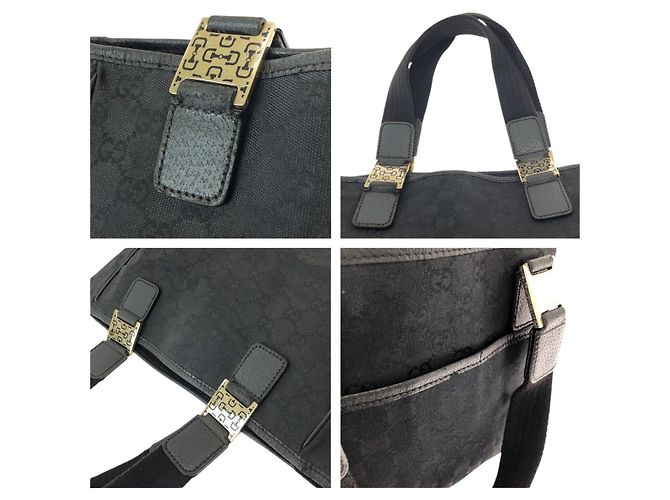 Gucci GG Canvas Leder Tote Bag Schwarz - Ansicht 5