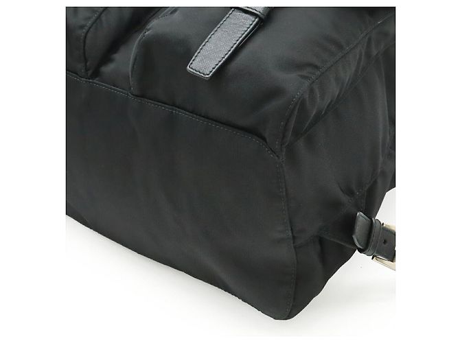 Prada Nylon Leather Triangle Logo Backpack Black - view 3