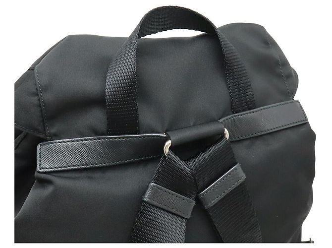 Prada Nylon Leather Triangle Logo Backpack Black - view 4