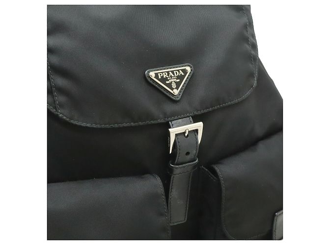 Prada Nylon Leather Triangle Logo Backpack Black - view 8