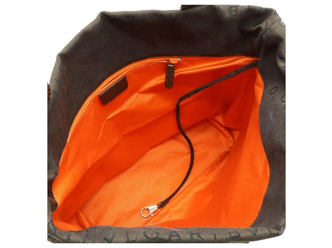 Bulgari Borsa Tote Bvlgari Canvas Leather Logo Mania Marrone - vista 5
