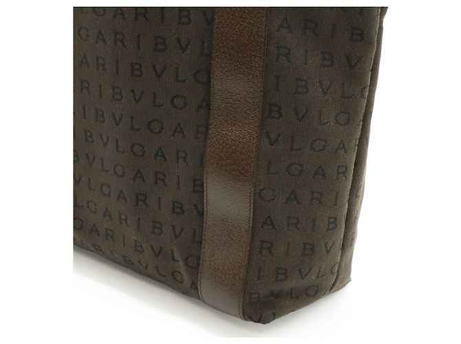 Bulgari Borsa Tote Bvlgari Canvas Leather Logo Mania Marrone - vista 7