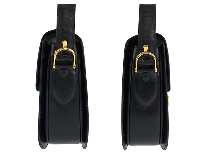 Céline Celine Vintage Leather Schultertasche Pochette Schwarz - Ansicht 7