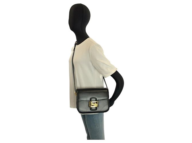 Céline Celine Vintage Leather Schultertasche Pochette Schwarz - Ansicht 8