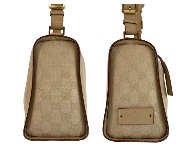 Borsa a tracolla Gucci in tela GG beige e pelle Marrone - vista 8