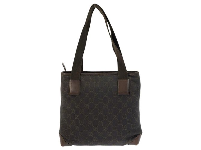 Borsa Tote Gucci in tela GG marrone e pelle - vista 2