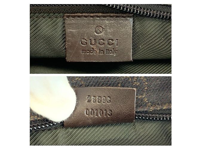 Borsa Tote Gucci in tela GG marrone e pelle - vista 3
