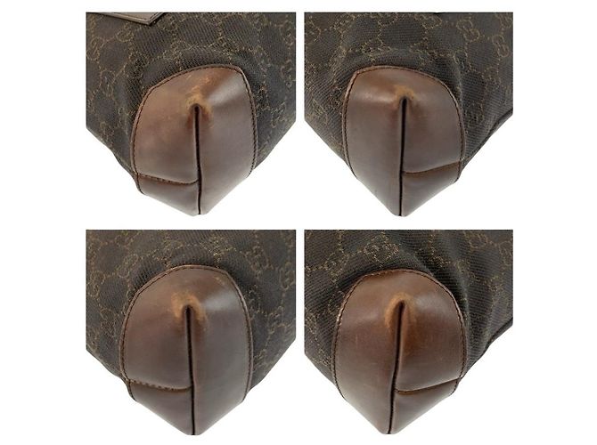 Borsa Tote Gucci in tela GG marrone e pelle - vista 4