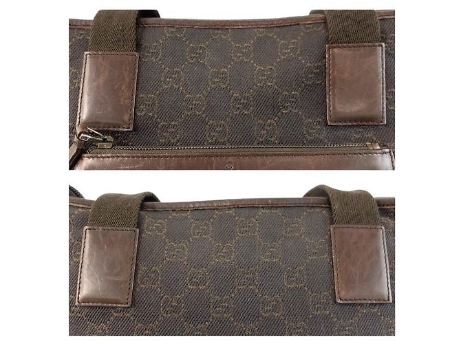 Borsa Tote Gucci in tela GG marrone e pelle - vista 5