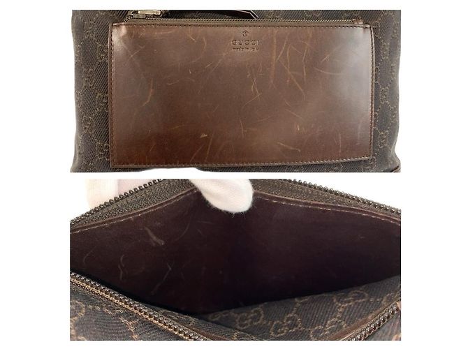 Borsa Tote Gucci in tela GG marrone e pelle - vista 6