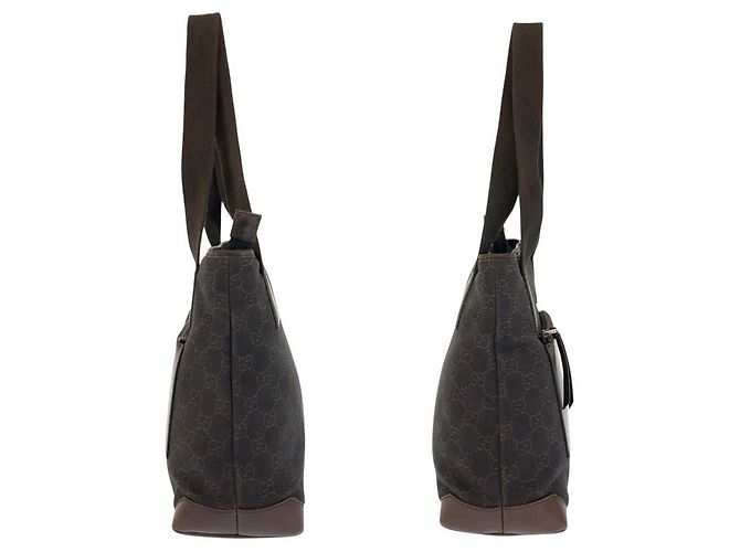 Borsa Tote Gucci in tela GG marrone e pelle - vista 8