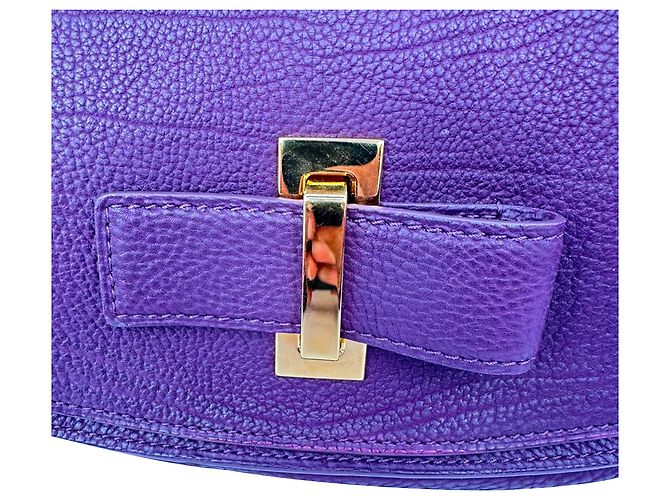 Borsa a sella Le Mutin Delvaux in pelle di vitello viola Porpora - vista 3