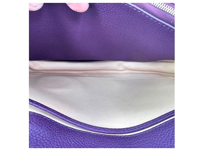 Borsa a sella Le Mutin Delvaux in pelle di vitello viola Porpora - vista 9