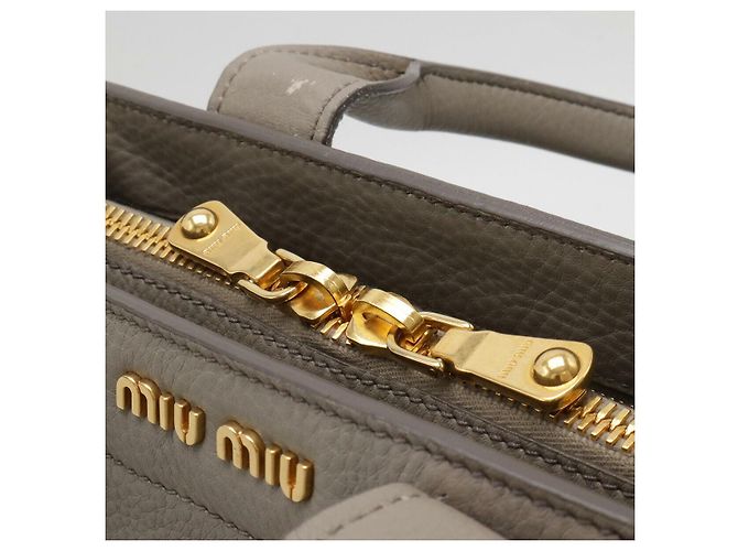 Miu Miu Vitello Carib Leder 2WAY Tote Bag Grau - Ansicht 4