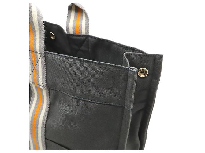Hermès Hermes Canvas Tote Bag MM Grau Orange Weiß - Ansicht 7