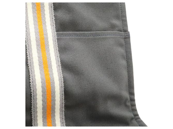Hermès Hermes Canvas Tote Bag MM Grau Orange Weiß - Ansicht 8