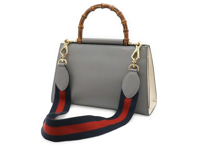 Borsa a mano Gucci Bamboo Leather 2WAY Grigio - vista 2