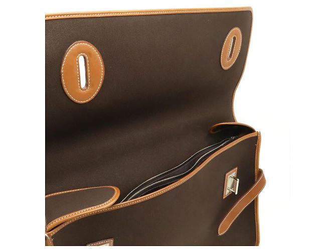 Hermès Valigetta in pelle Hermes Buenaventura MM Marrone - vista 5