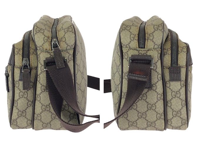 Borsa a tracolla Gucci GG Supreme Canvas e pelle Marrone Beige - vista 8