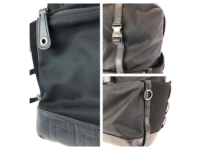 Fendi Nylon/Leather Backpack Black - view 5