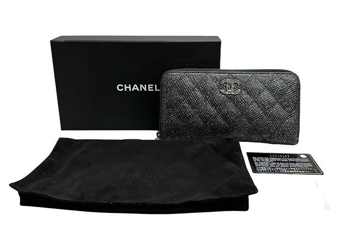Chanel Matelassé Leder Langgeldbörse Schwarz - Ansicht 8
