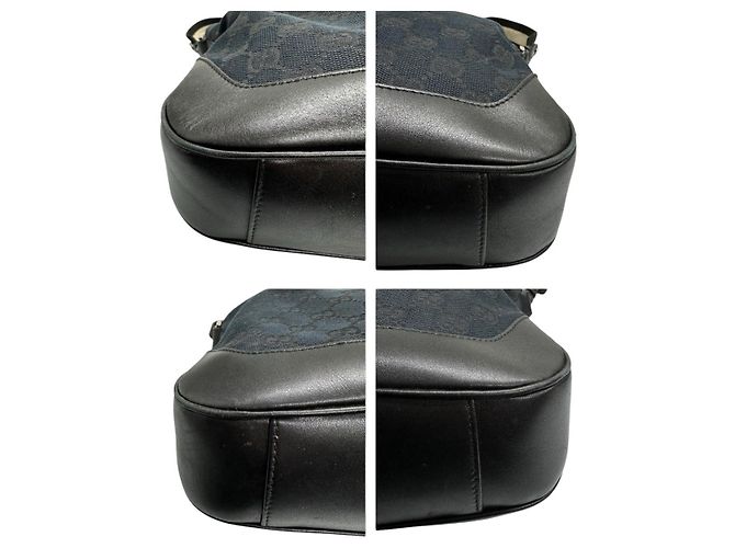 Borsa a tracolla Gucci Bamboo GG Canvas e pelle Nero - vista 9