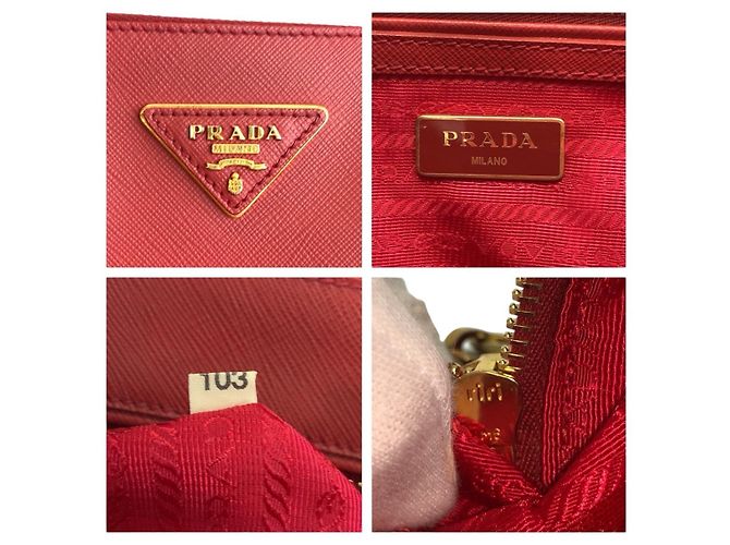 Prada Saffiano Galleria Leder Tote Bag Rot - Ansicht 3