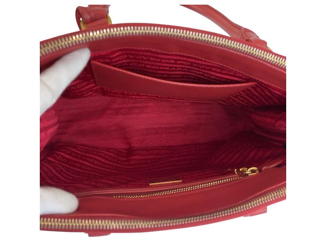 Prada Saffiano Galleria Leder Tote Bag Rot - Ansicht 9