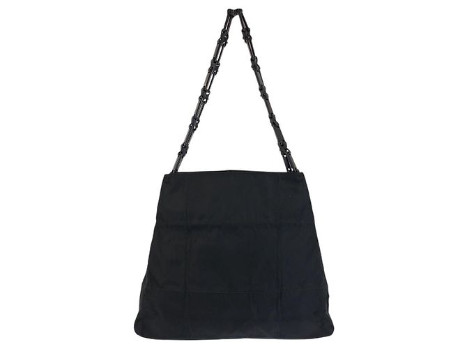 Borsa a tracolla in nylon Prada Tessuto con logo triangolo Nero - vista 2