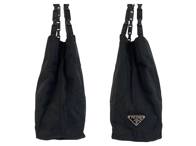 Borsa a tracolla in nylon Prada Tessuto con logo triangolo Nero - vista 7