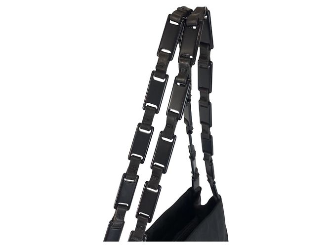 Borsa a tracolla in nylon Prada Tessuto con logo triangolo Nero - vista 8
