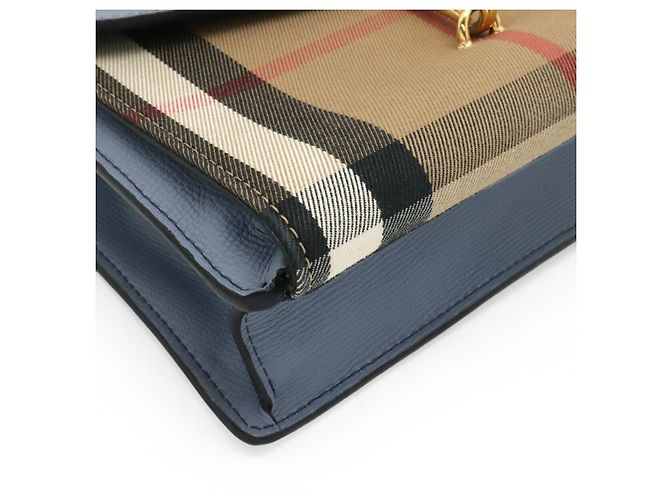 Borsa a tracolla Burberry MACKEN in tela e pelle Blu - vista 3