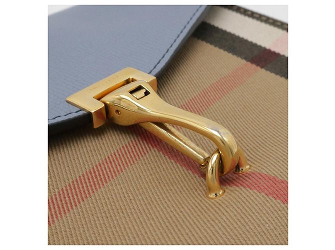 Borsa a tracolla Burberry MACKEN in tela e pelle Blu - vista 4