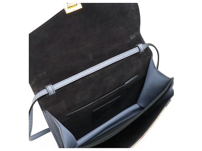 Borsa a tracolla Burberry MACKEN in tela e pelle Blu - vista 7