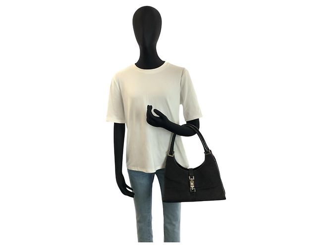 Borsa Gucci Jackie in tela GG nera e pelle Nero - vista 7