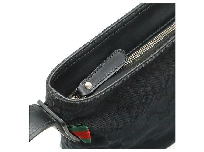Sac à bandoulière Gucci GG Canvas et cuir Noir - vue 6