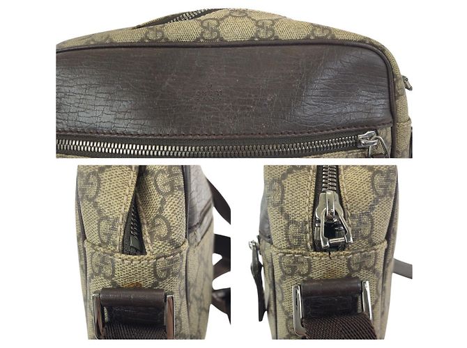 Borsa a tracolla Gucci GG Supreme Canvas e pelle Marrone Beige - vista 5
