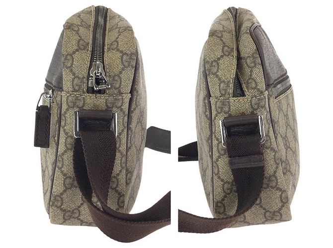 Borsa a tracolla Gucci GG Supreme Canvas e pelle Marrone Beige - vista 8