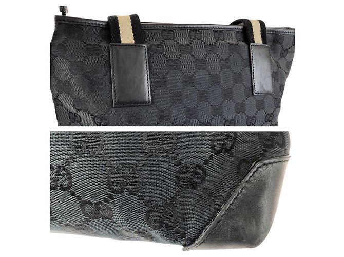 Gucci GG Canvas Leder Tote Schultertasche Schwarz - Ansicht 5