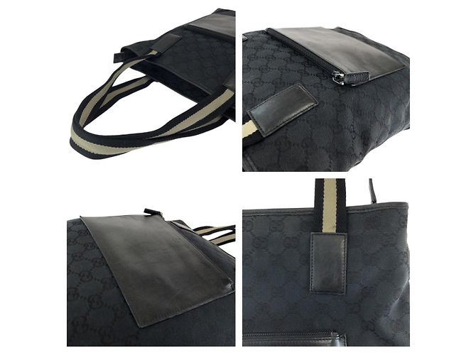 Gucci GG Canvas Leder Tote Schultertasche Schwarz - Ansicht 6
