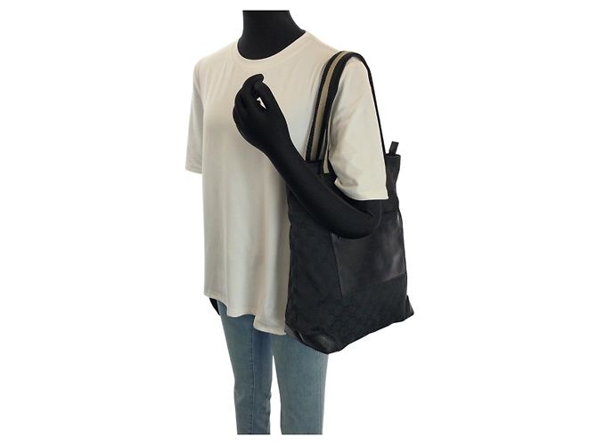 Gucci GG Canvas Leder Tote Schultertasche Schwarz - Ansicht 7
