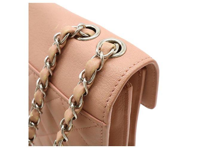 Borsa a tracolla Chanel in pelle con doppia catena Rosa - vista 4