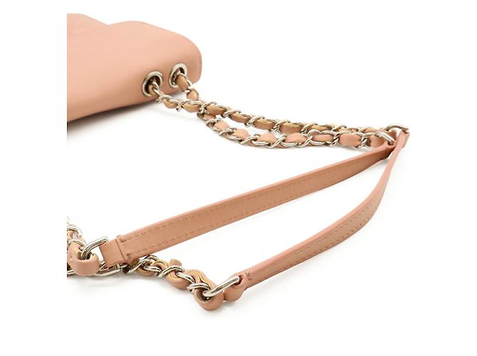 Borsa a tracolla Chanel in pelle con doppia catena Rosa - vista 5