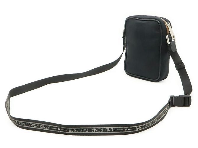Borsa a Spalla Fendi Nylon Leather Pequin Nero - vista 2