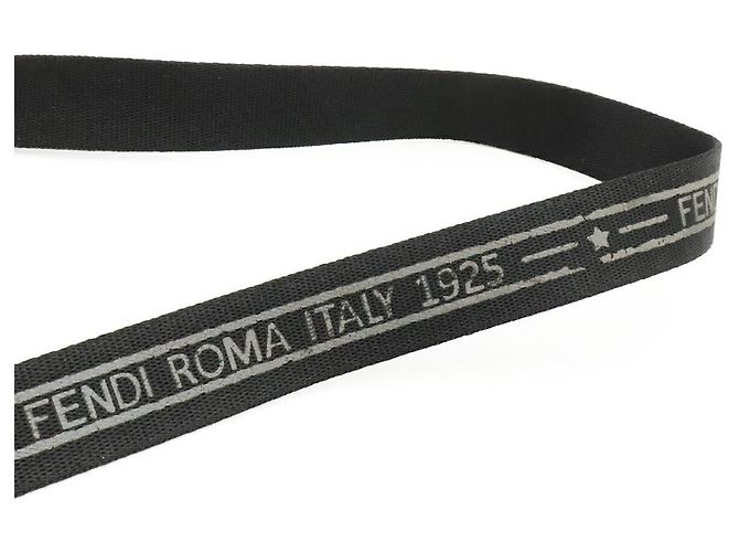 Borsa a Spalla Fendi Nylon Leather Pequin Nero - vista 6