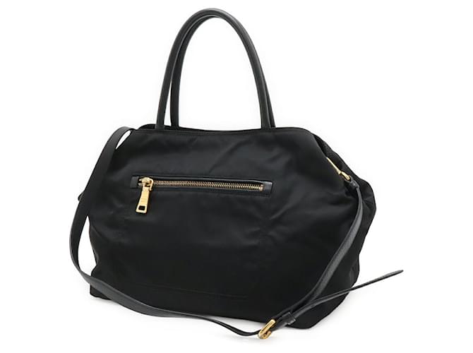 Prada Nylon-Leder-Tote-Bag Schwarz - Ansicht 2