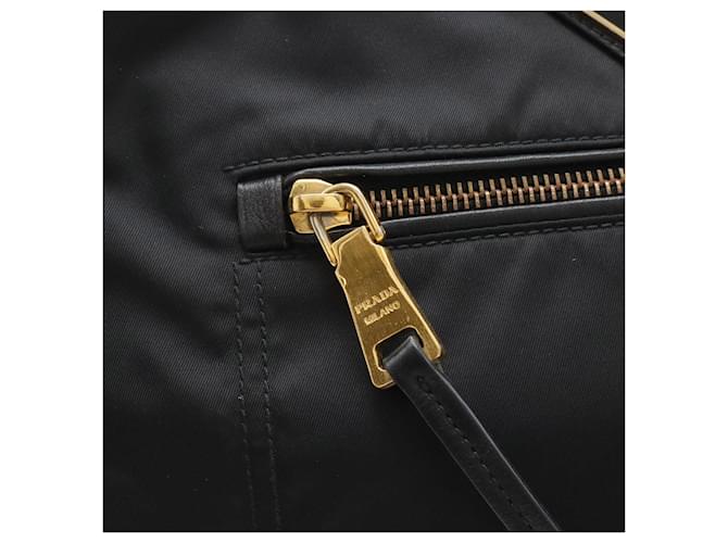 Prada Nylon-Leder-Tote-Bag Schwarz - Ansicht 4